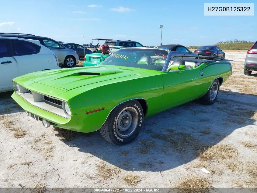 1970 Plymouth Barracuda Convertible VIN: H27G0B125322 Lot: 40647772