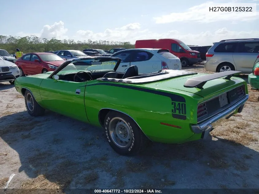 1970 Plymouth Barracuda Convertible VIN: H27G0B125322 Lot: 40647772