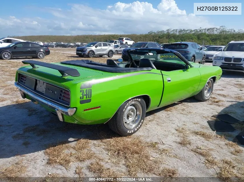 1970 Plymouth Barracuda Convertible VIN: H27G0B125322 Lot: 40647772