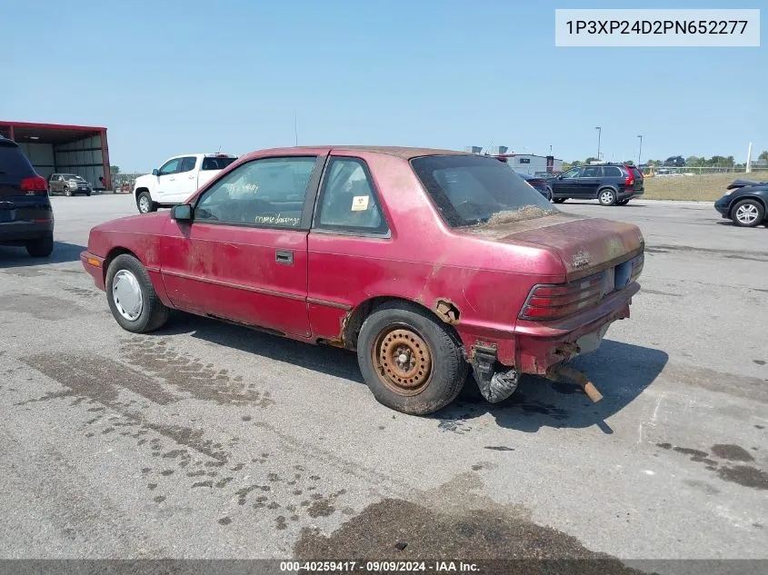 1993 Plymouth Sundance VIN: 1P3XP24D2PN652277 Lot: 40259417