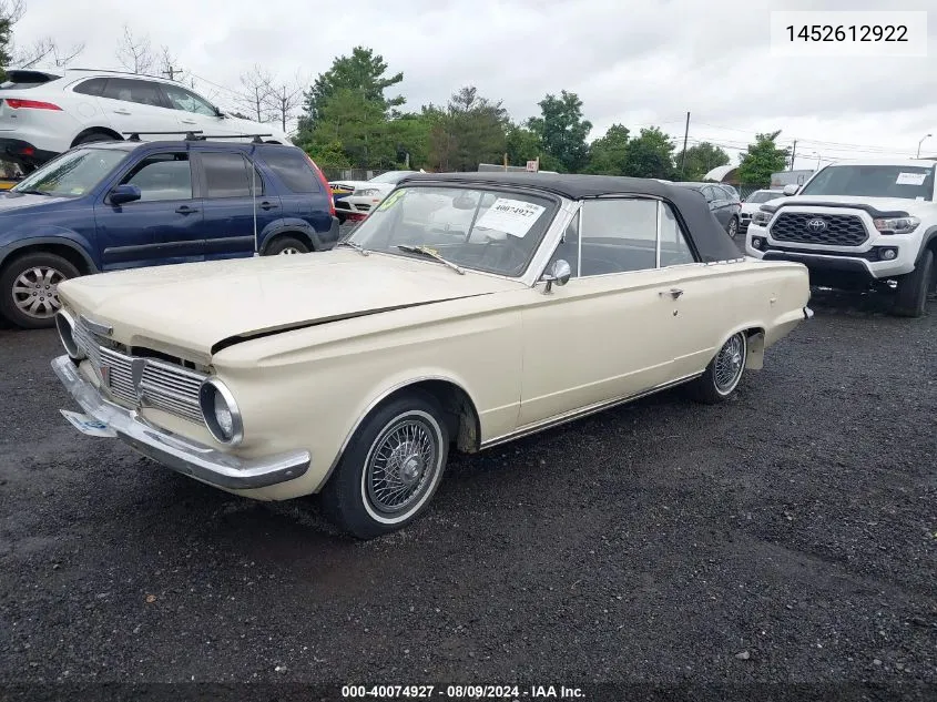 1965 Plymouth Valiant VIN: 1452612922 Lot: 40074927