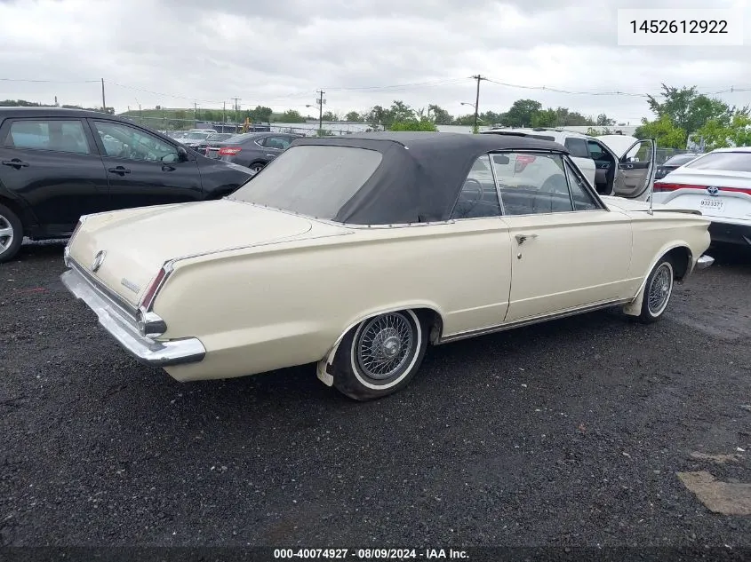 1965 Plymouth Valiant VIN: 1452612922 Lot: 40074927