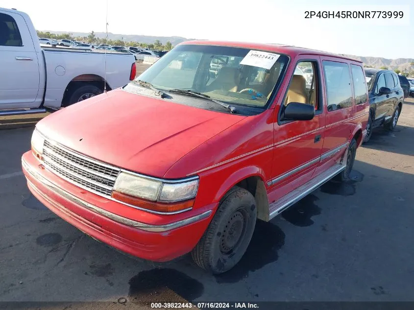 1992 Plymouth Voyager Se VIN: 2P4GH45R0NR773999 Lot: 39822443