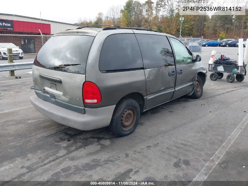 1998 Plymouth Voyager VIN: 2P4FP2536WR814152 Lot: 40809914