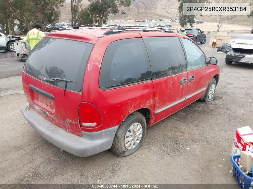 1999 Plymouth Voyager VIN: 2P4GP25R0XR353184 Lot: 40593744