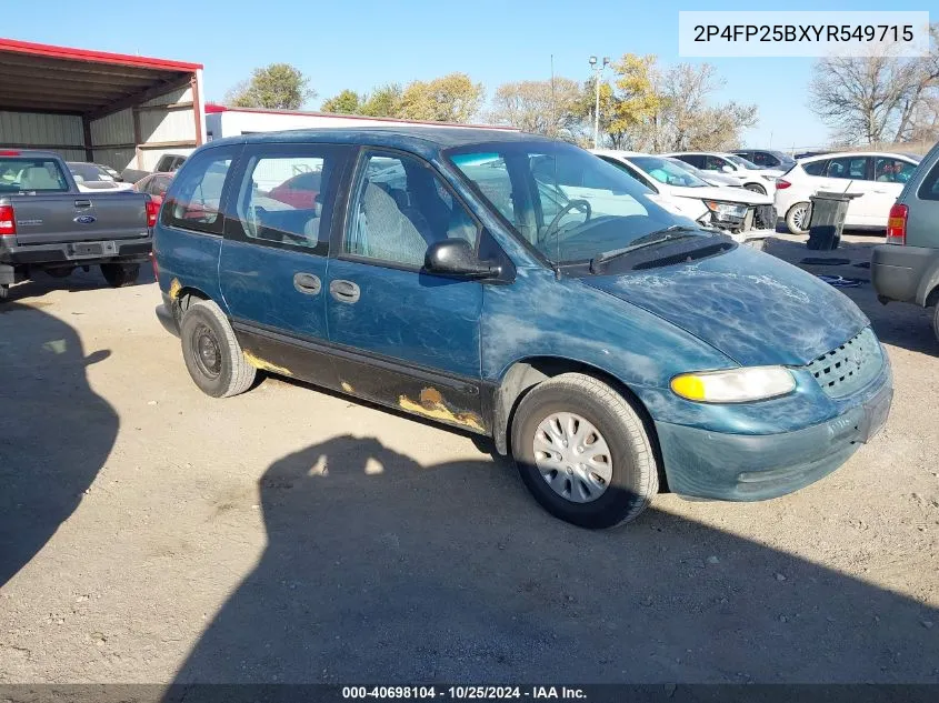 2000 Plymouth Voyager VIN: 2P4FP25BXYR549715 Lot: 40698104