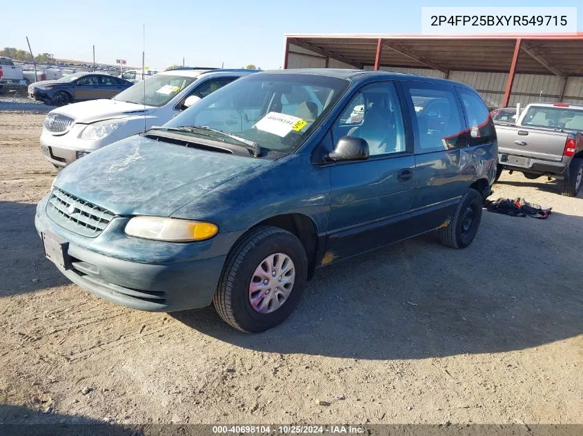 2000 Plymouth Voyager VIN: 2P4FP25BXYR549715 Lot: 40698104