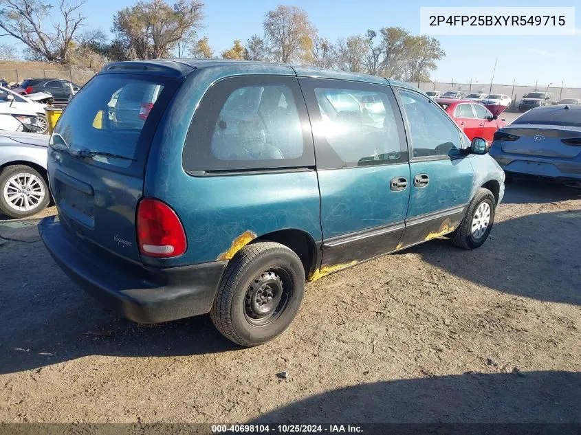 2000 Plymouth Voyager VIN: 2P4FP25BXYR549715 Lot: 40698104