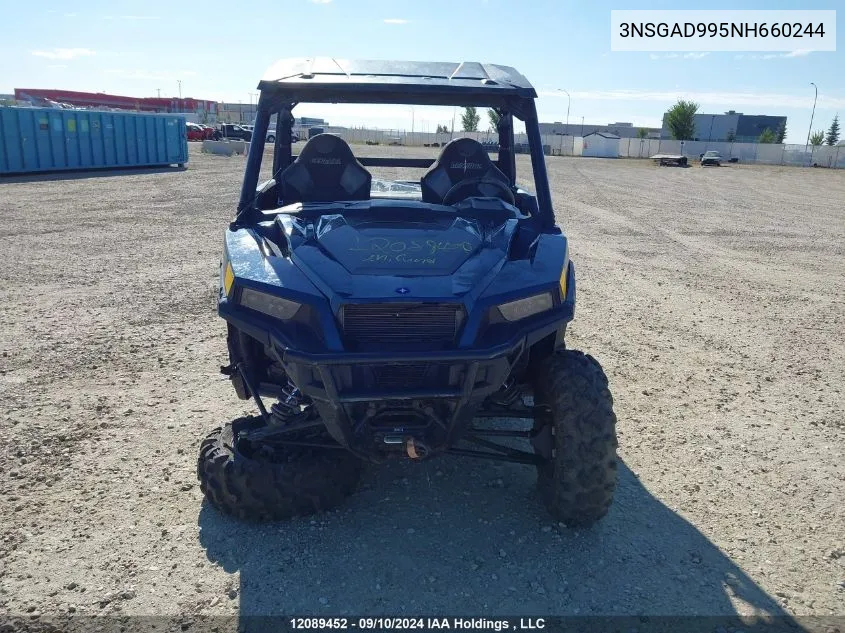 2022 Polaris General 1000 Deluxe VIN: 3NSGAD995NH660244 Lot: 12089452