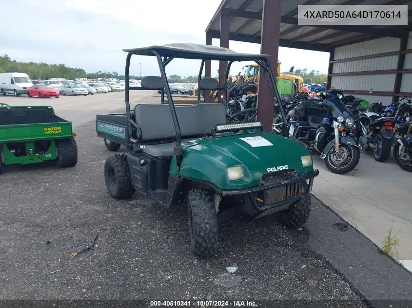 2004 Polaris Ranger 4X4 VIN: 4XARD50A64D170614 Lot: 40510341