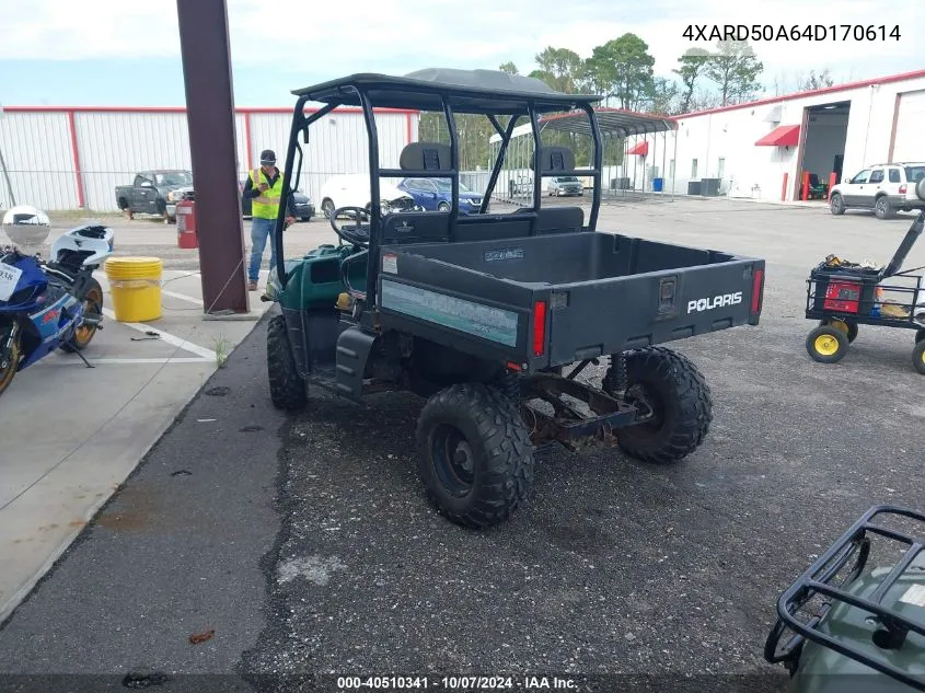 2004 Polaris Ranger 4X4 VIN: 4XARD50A64D170614 Lot: 40510341