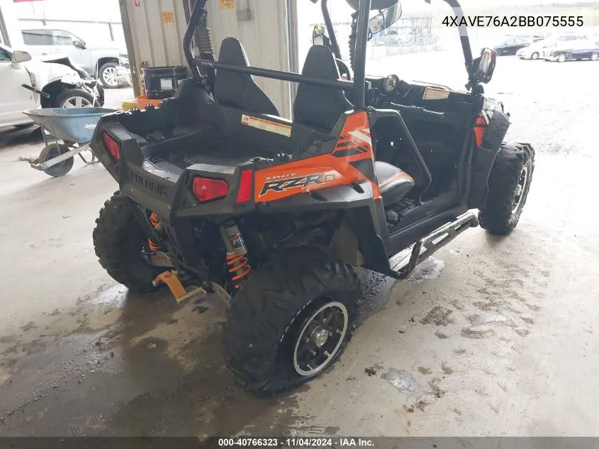 2011 Polaris Ranger Rzr 800S VIN: 4XAVE76A2BB075555 Lot: 40766323