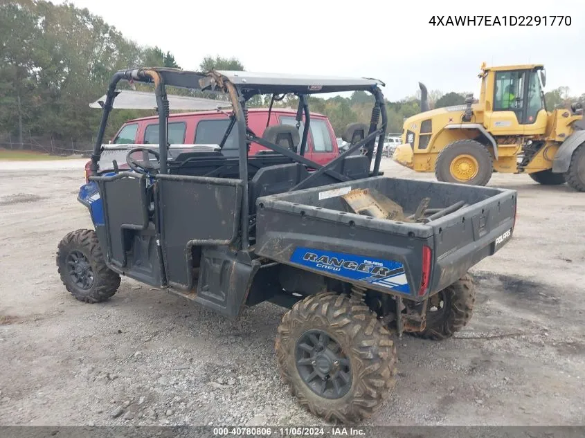 2013 Polaris Ranger 800 Crew Eps VIN: 4XAWH7EA1D2291770 Lot: 40780806