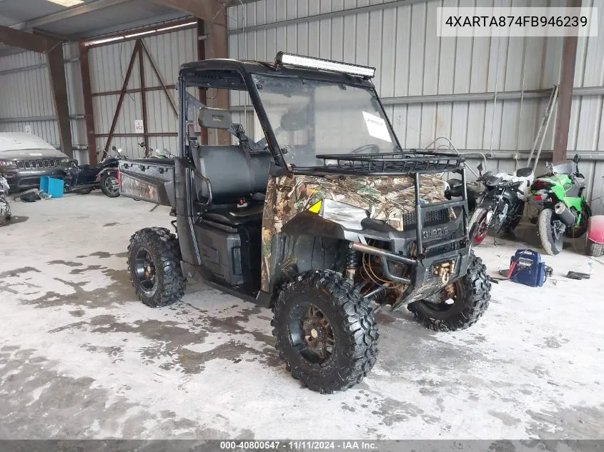 2015 Polaris Ranger Xp 900 VIN: 4XARTA874FB946239 Lot: 40800547