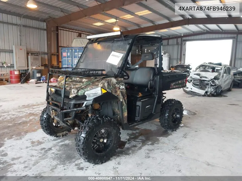 2015 Polaris Ranger Xp 900 VIN: 4XARTA874FB946239 Lot: 40800547