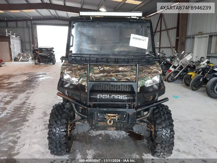 2015 Polaris Ranger Xp 900 VIN: 4XARTA874FB946239 Lot: 40800547