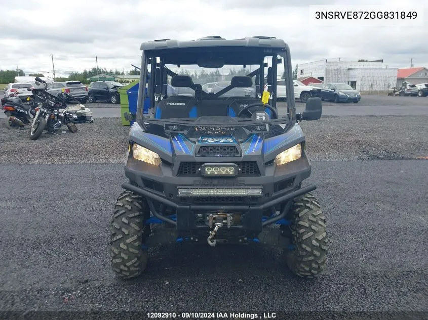 2016 Polaris Ranger Crew Xp 900-6 Eps VIN: 3NSRVE872GG831849 Lot: 12092910