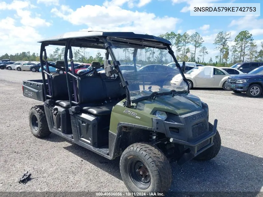 2019 Polaris Ranger Crew 570-6 VIN: 3NSRDA579KE742753 Lot: 40536056