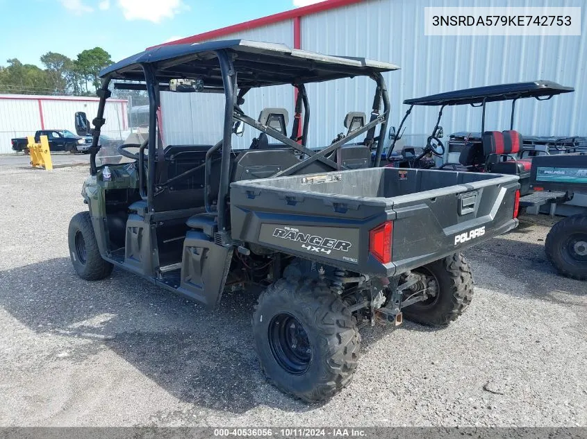 2019 Polaris Ranger Crew 570-6 VIN: 3NSRDA579KE742753 Lot: 40536056