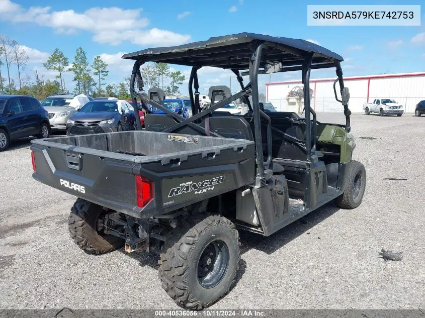 2019 Polaris Ranger Crew 570-6 VIN: 3NSRDA579KE742753 Lot: 40536056