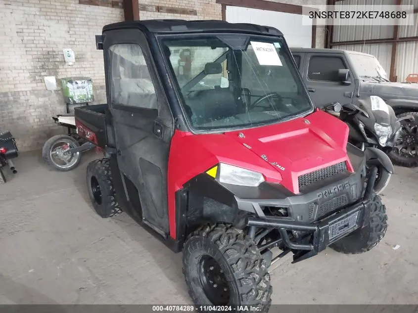 2019 Polaris Ranger Xp 900 Eps VIN: 3NSRTE872KE748688 Lot: 40784289