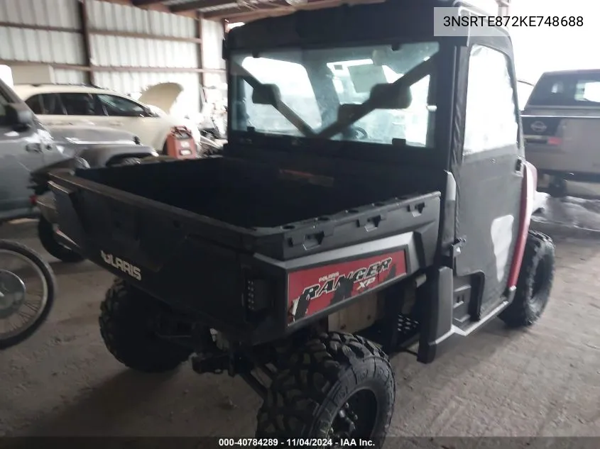 2019 Polaris Ranger Xp 900 Eps VIN: 3NSRTE872KE748688 Lot: 40784289