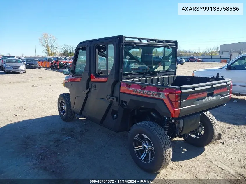 2025 Polaris Ranger Crew Xp 1000 Northstar Ultimate VIN: 4XARSY991S8758586 Lot: 40701372