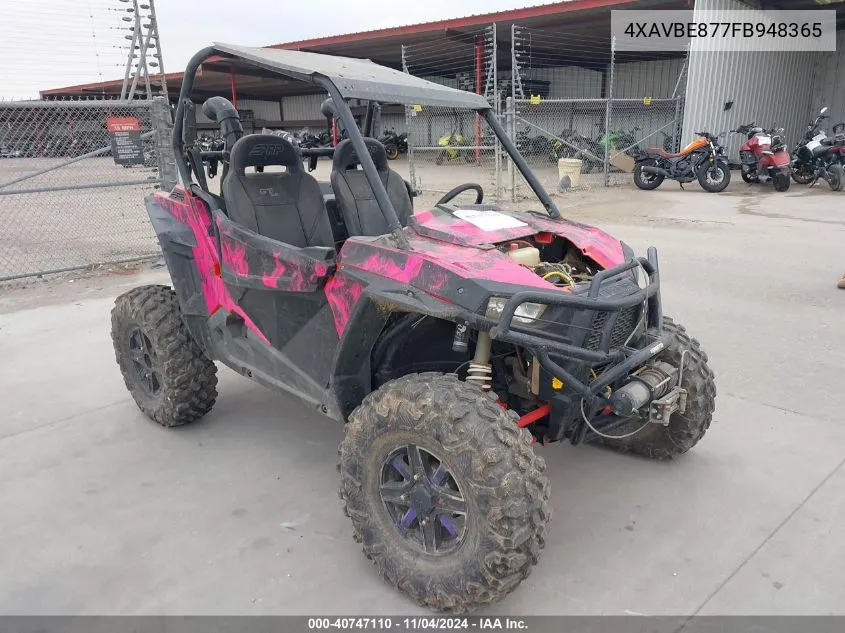 2015 Polaris Rzr S 900 Eps VIN: 4XAVBE877FB948365 Lot: 40747110