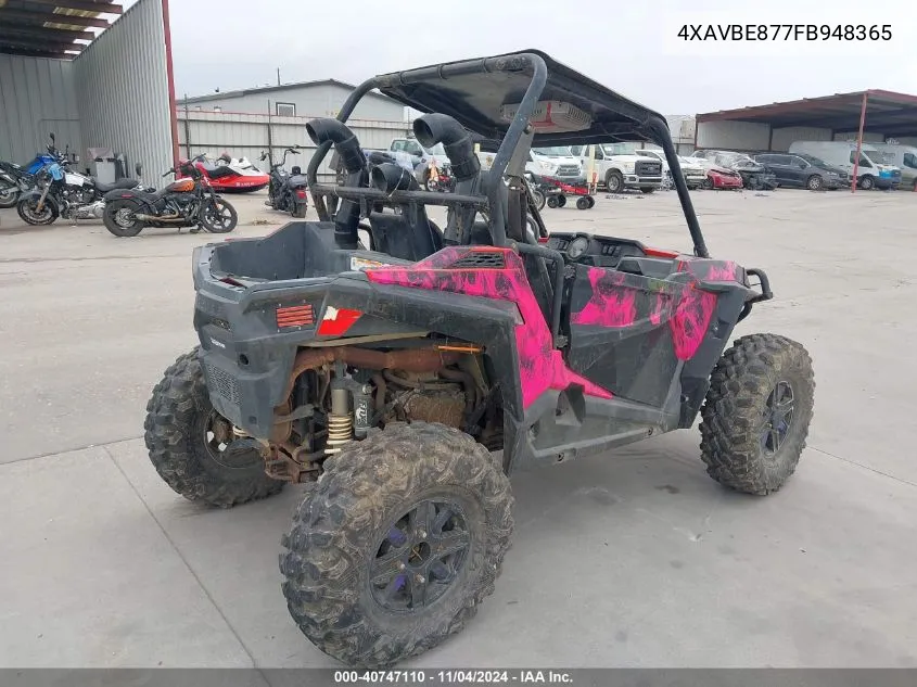 2015 Polaris Rzr S 900 Eps VIN: 4XAVBE877FB948365 Lot: 40747110