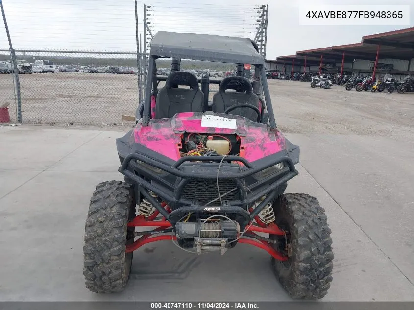 2015 Polaris Rzr S 900 Eps VIN: 4XAVBE877FB948365 Lot: 40747110