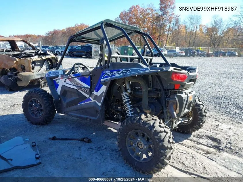 2017 Polaris Rzr Xp 1000 Eps VIN: 3NSVDE99XHF918987 Lot: 40668087