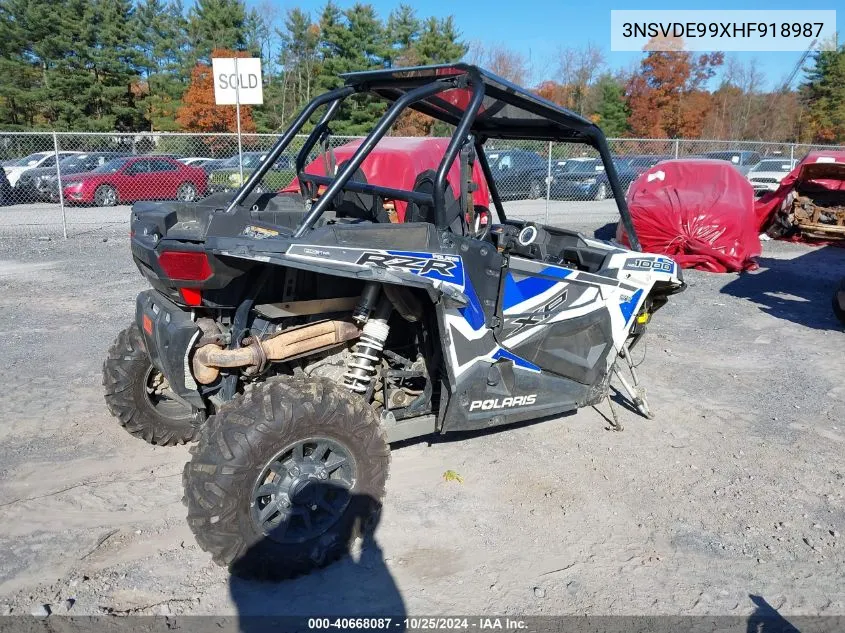 2017 Polaris Rzr Xp 1000 Eps VIN: 3NSVDE99XHF918987 Lot: 40668087