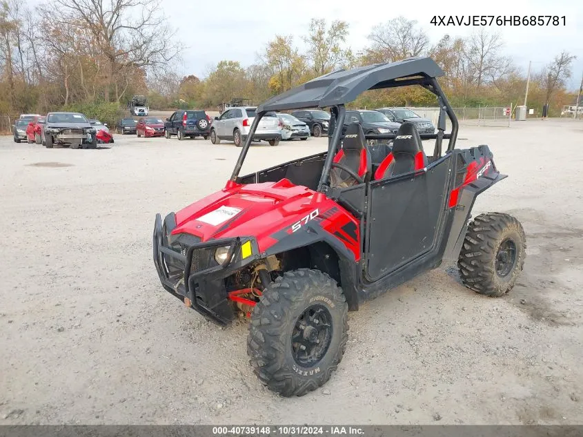 2017 Polaris Rzr S 570 Eps VIN: 4XAVJE576HB685781 Lot: 40739148