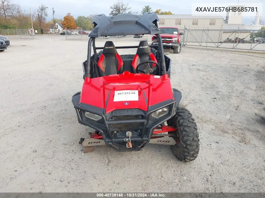 2017 Polaris Rzr S 570 Eps VIN: 4XAVJE576HB685781 Lot: 40739148