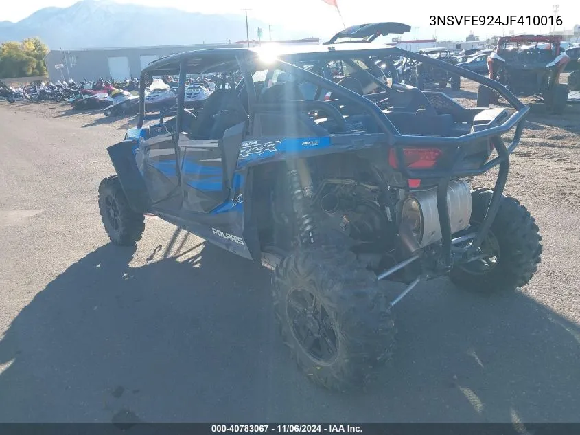 2018 Polaris Rzr Xp 4 Turbo Eps VIN: 3NSVFE924JF410016 Lot: 40783067