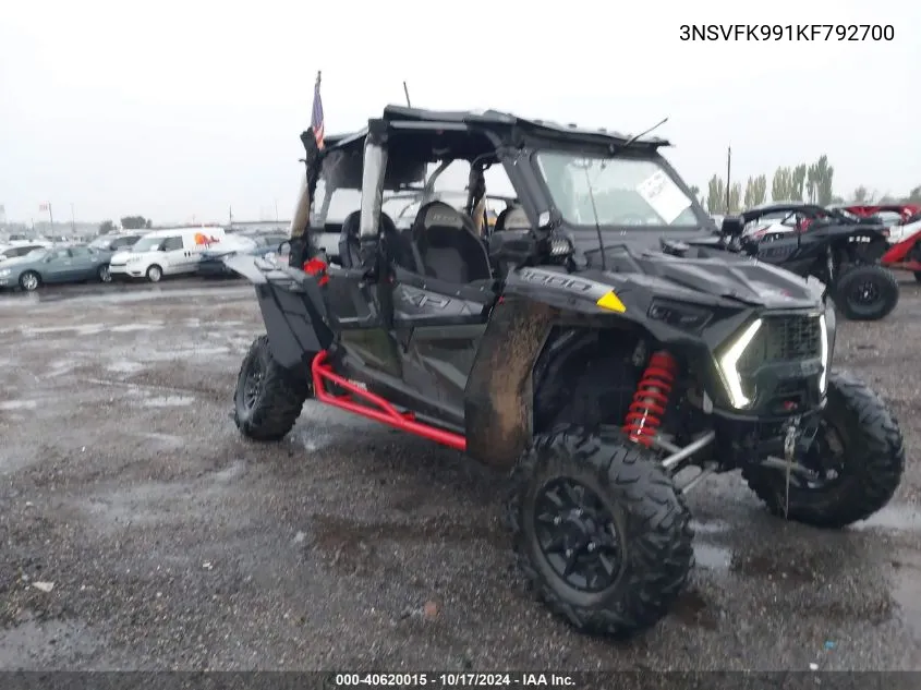 2019 Polaris Rzr Xp 4 1000 Eps Ride Command Edition VIN: 3NSVFK991KF792700 Lot: 40620015