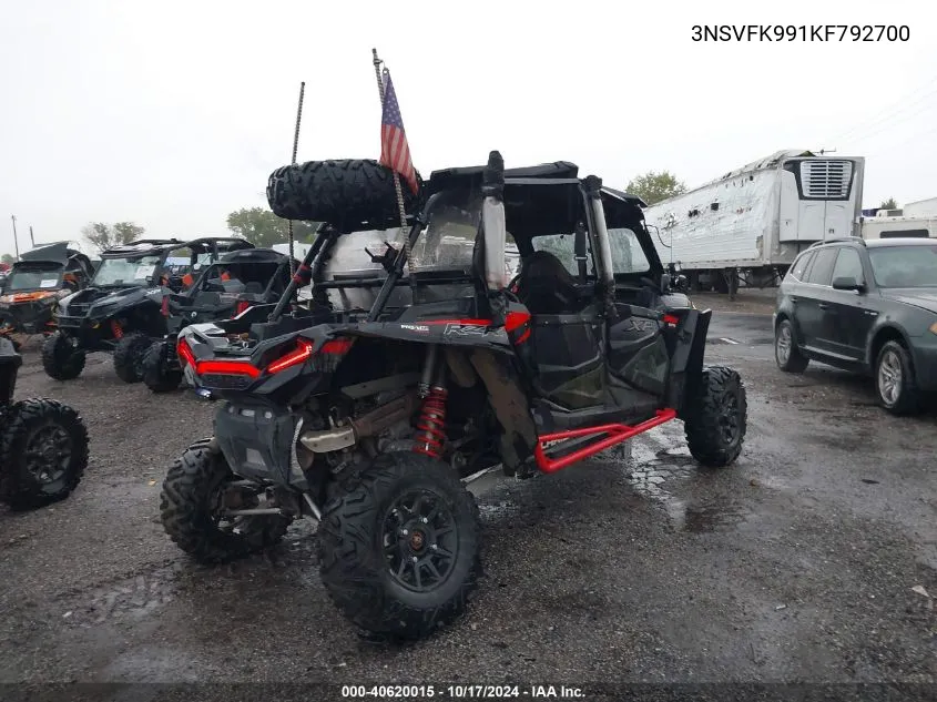 2019 Polaris Rzr Xp 4 1000 Eps Ride Command Edition VIN: 3NSVFK991KF792700 Lot: 40620015