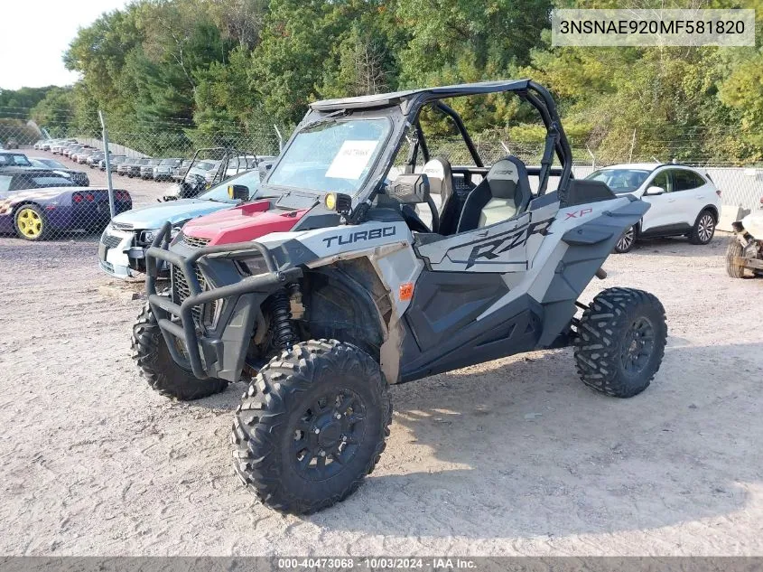 2021 Polaris Rzr Xp Turbo VIN: 3NSNAE920MF581820 Lot: 40473068