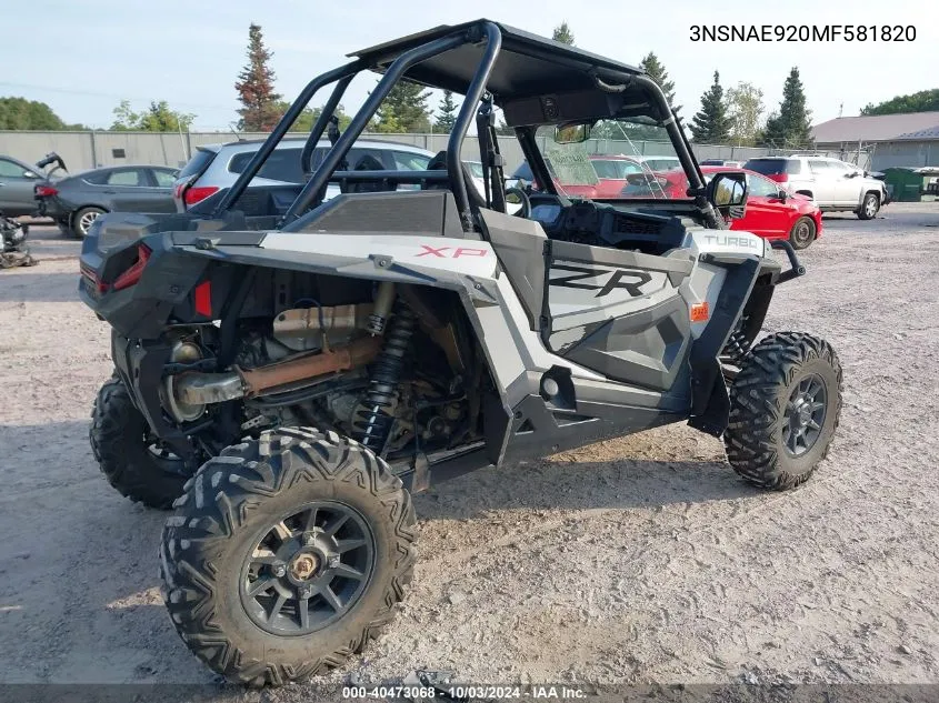 2021 Polaris Rzr Xp Turbo VIN: 3NSNAE920MF581820 Lot: 40473068