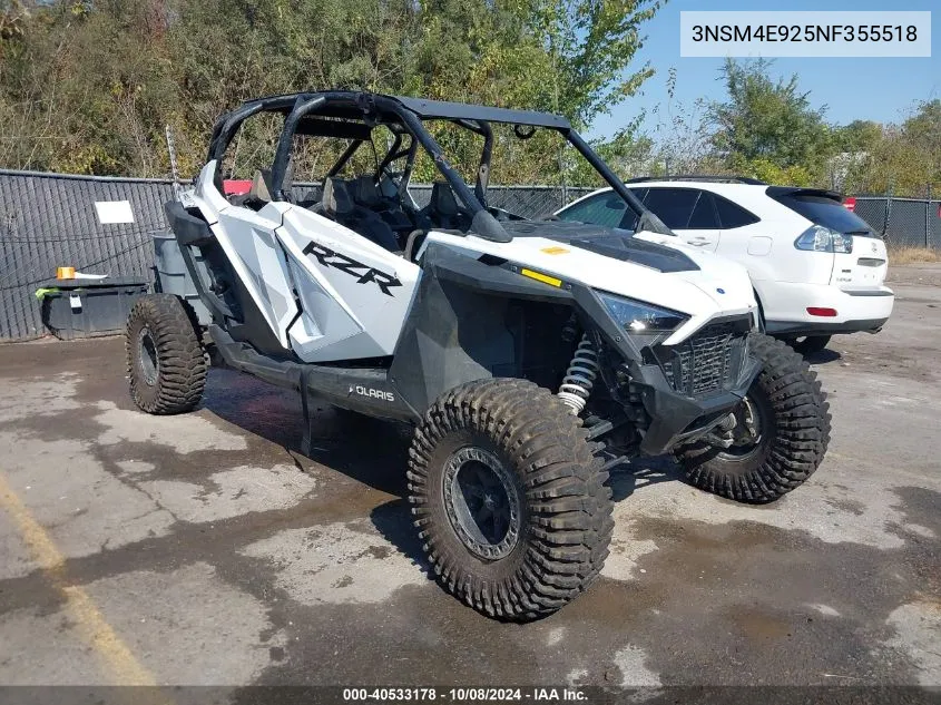 2022 Polaris Rzr Pro Xp 4 Sport VIN: 3NSM4E925NF355518 Lot: 40533178