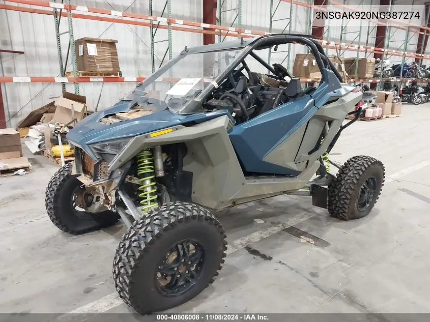 2022 Polaris Rzr Turbo R Premium VIN: 3NSGAK920NG387274 Lot: 40806008