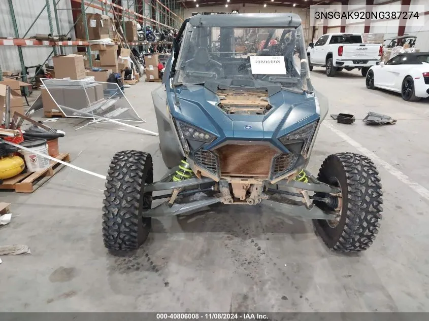 2022 Polaris Rzr Turbo R Premium VIN: 3NSGAK920NG387274 Lot: 40806008