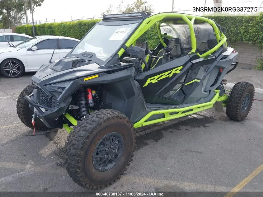 2024 Polaris Rzr Pro R 4 Ultimate VIN: 3NSRMD2K0RG337275 Lot: 40738137