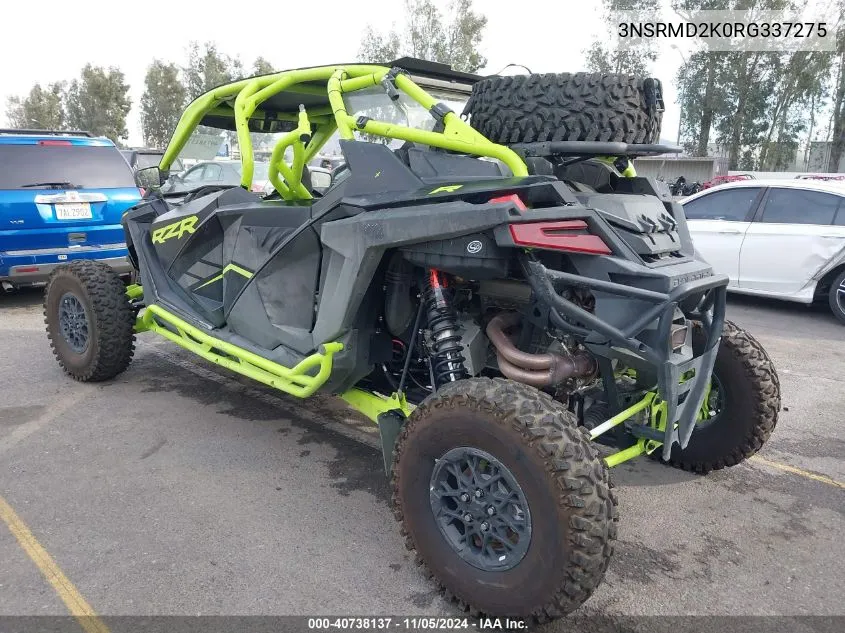 2024 Polaris Rzr Pro R 4 Ultimate VIN: 3NSRMD2K0RG337275 Lot: 40738137