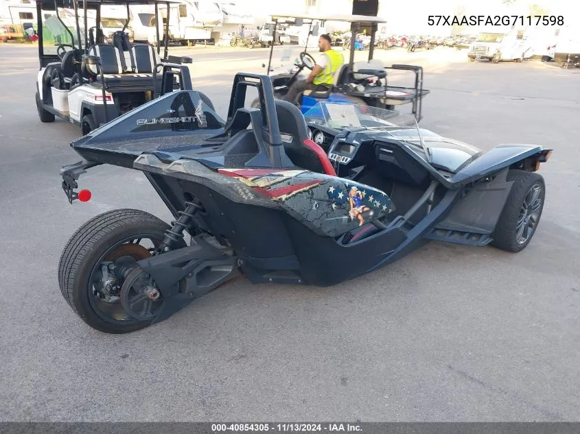 2016 Polaris Slingshot VIN: 57XAASFA2G7117598 Lot: 40854305