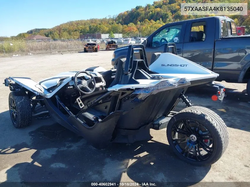 2019 Polaris Slingshot VIN: 57XAASFA4K8135040 Lot: 40602941