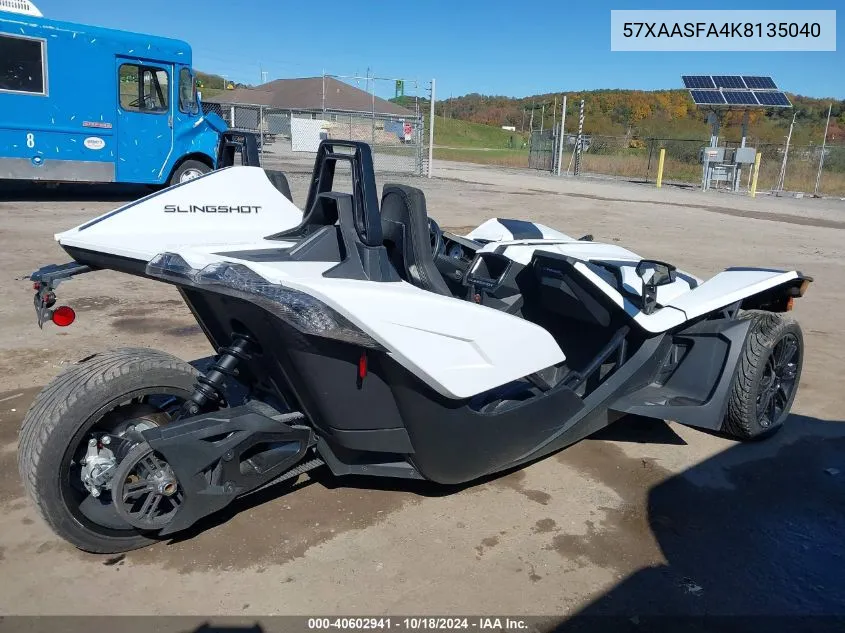 2019 Polaris Slingshot VIN: 57XAASFA4K8135040 Lot: 40602941