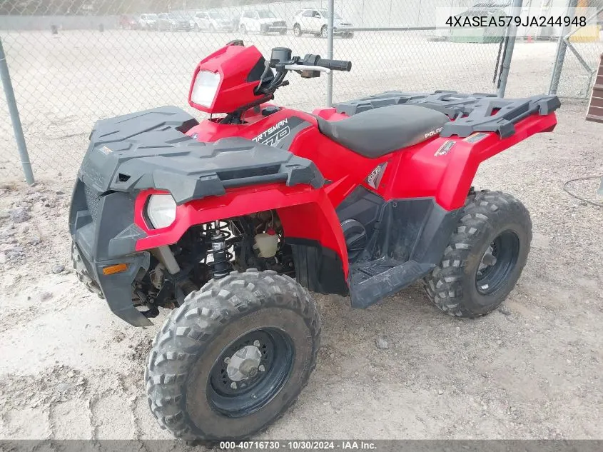 2018 Polaris Sportsman 570 VIN: 4XASEA579JA244948 Lot: 40716730