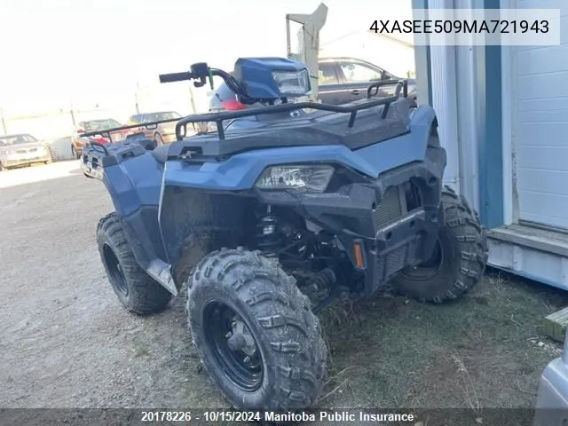 2021 Polaris Sportsman 450 H.o. Eps VIN: 4XASEE509MA721943 Lot: 20178226