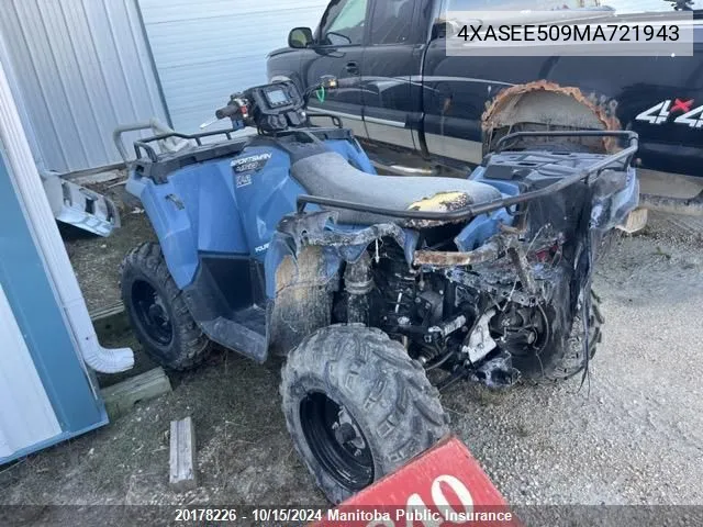 2021 Polaris Sportsman 450 H.o. Eps VIN: 4XASEE509MA721943 Lot: 20178226